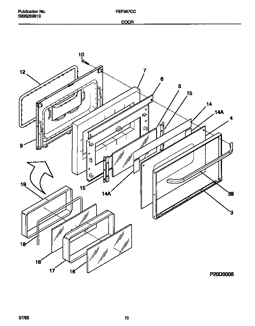 Frigidaire FEF387CCBB door diagram
