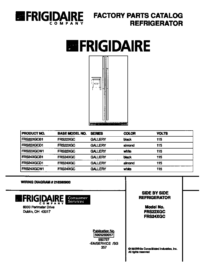Frigidaire FRS22XGCB1 cover diagram
