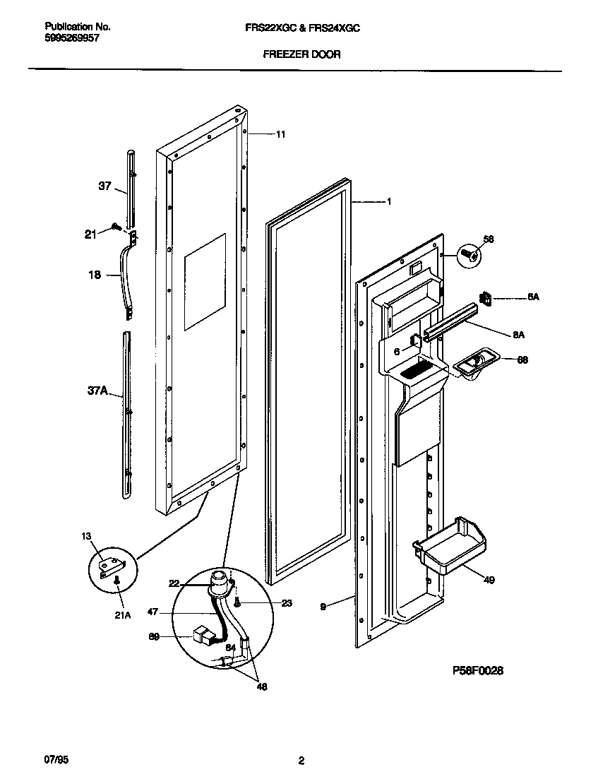 Frigidaire FRS22XGCB1 freezer door diagram