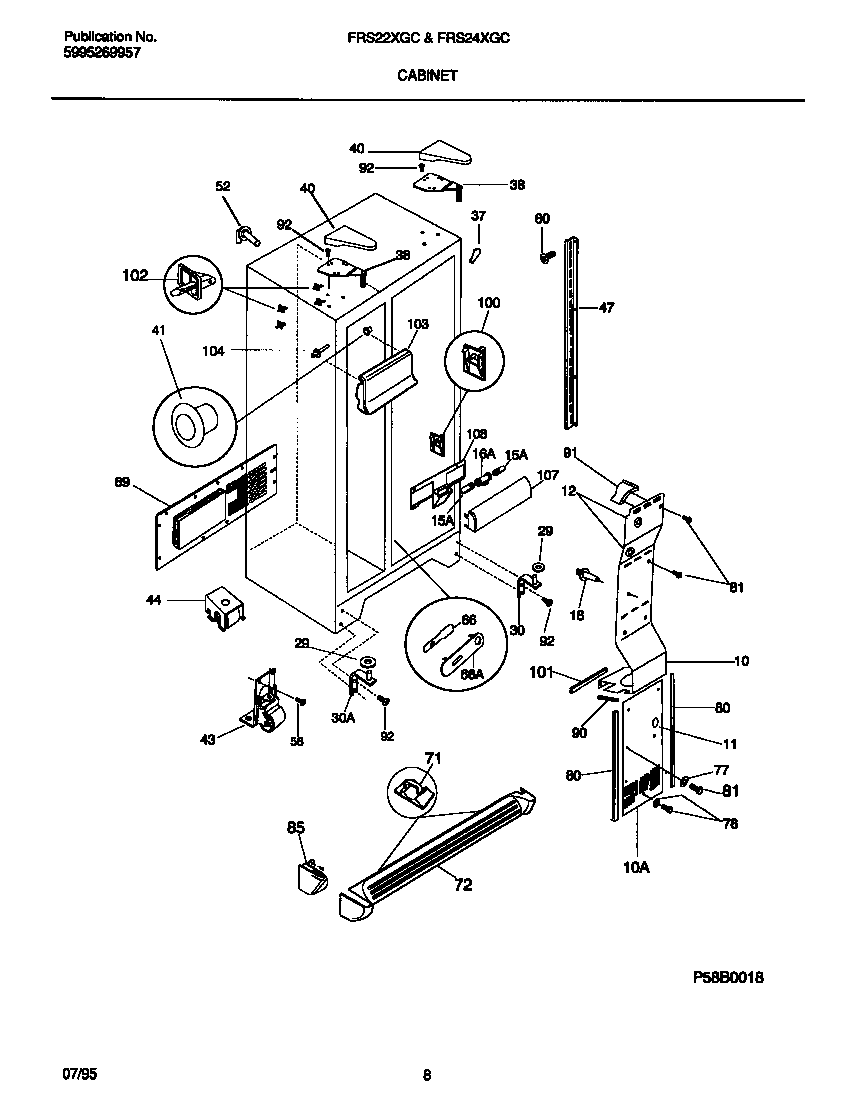 Frigidaire FRS22XGCB1 cabinet diagram