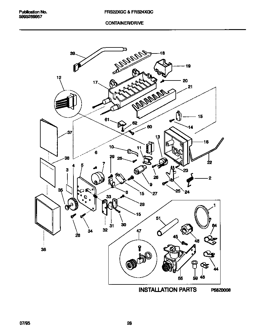 Frigidaire FRS22XGCB1 ice maker diagram