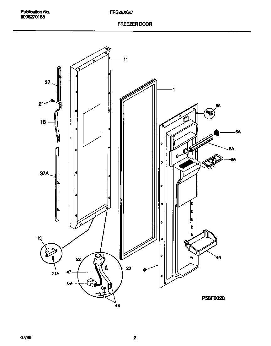 Frigidaire FRS28XGCW1 freezer door diagram
