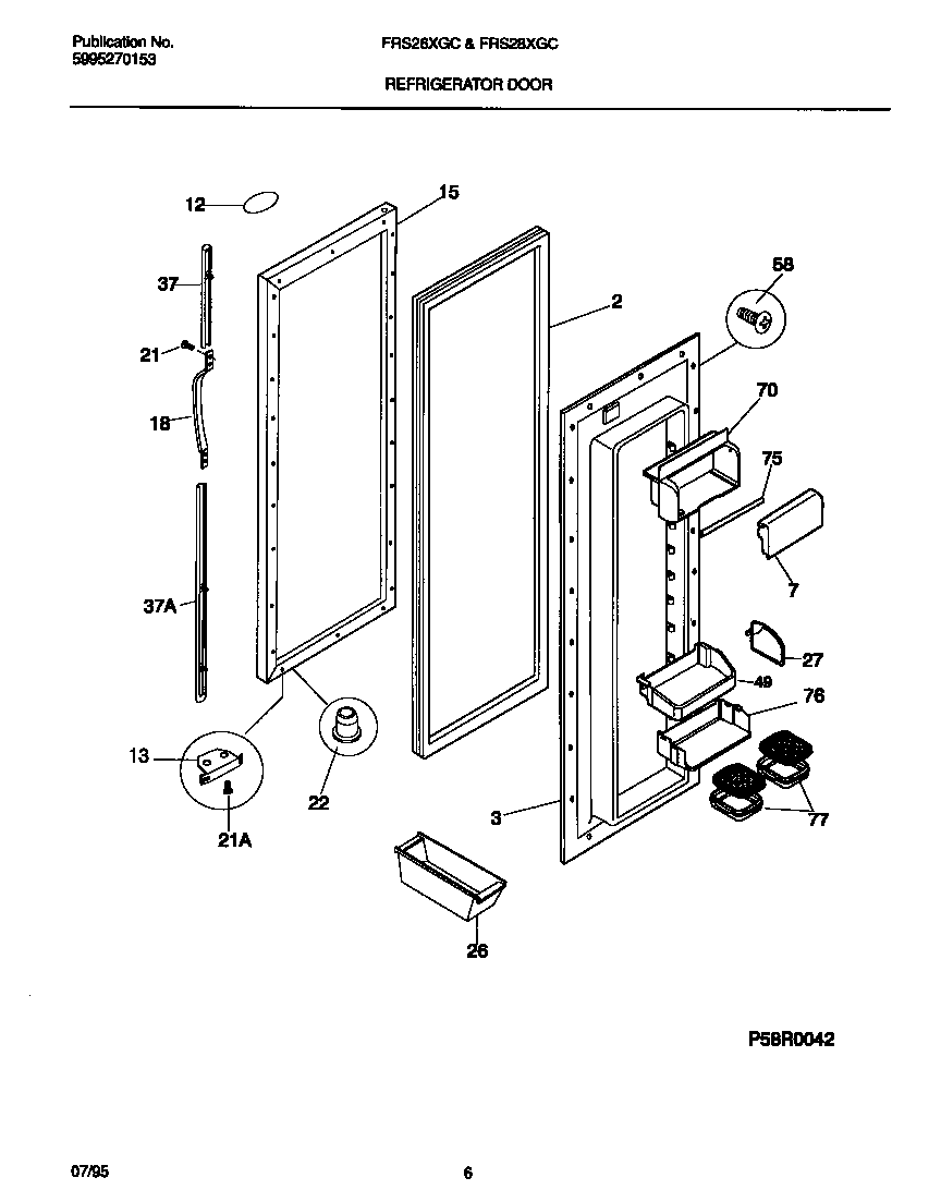 Frigidaire FRS28XGCW1 refrigerator door diagram