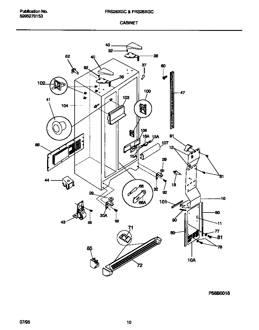 Frigidaire FRS28XGCW1 cabinet diagram