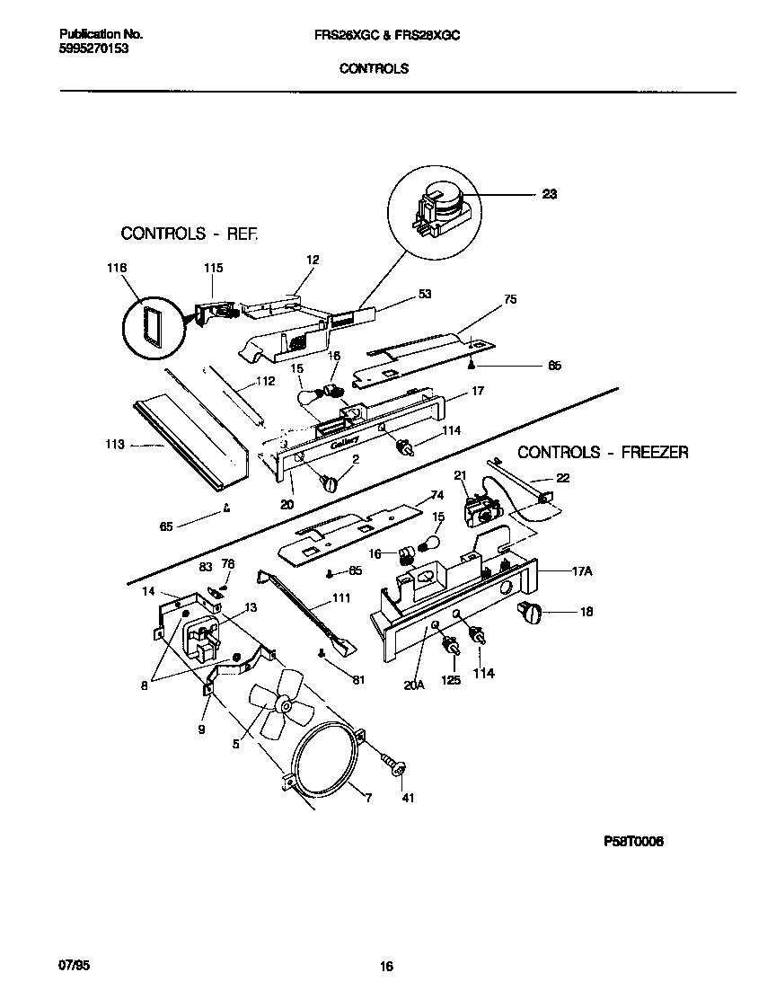 Frigidaire FRS28XGCW1 controls diagram