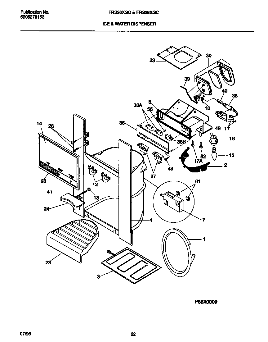 Frigidaire FRS28XGCW1 ice & water dispenser diagram