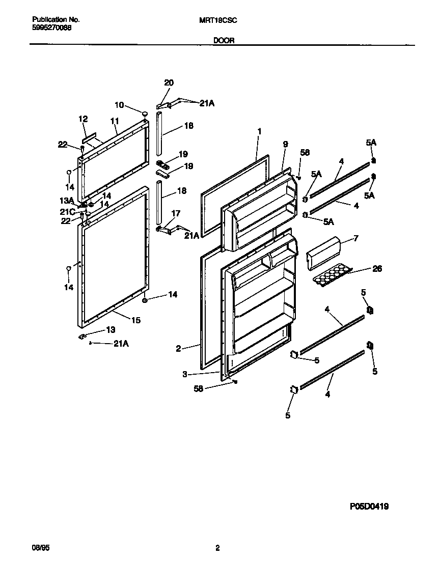 Universal/Multiflex (Frigidaire) MRT18CSCW1 door diagram