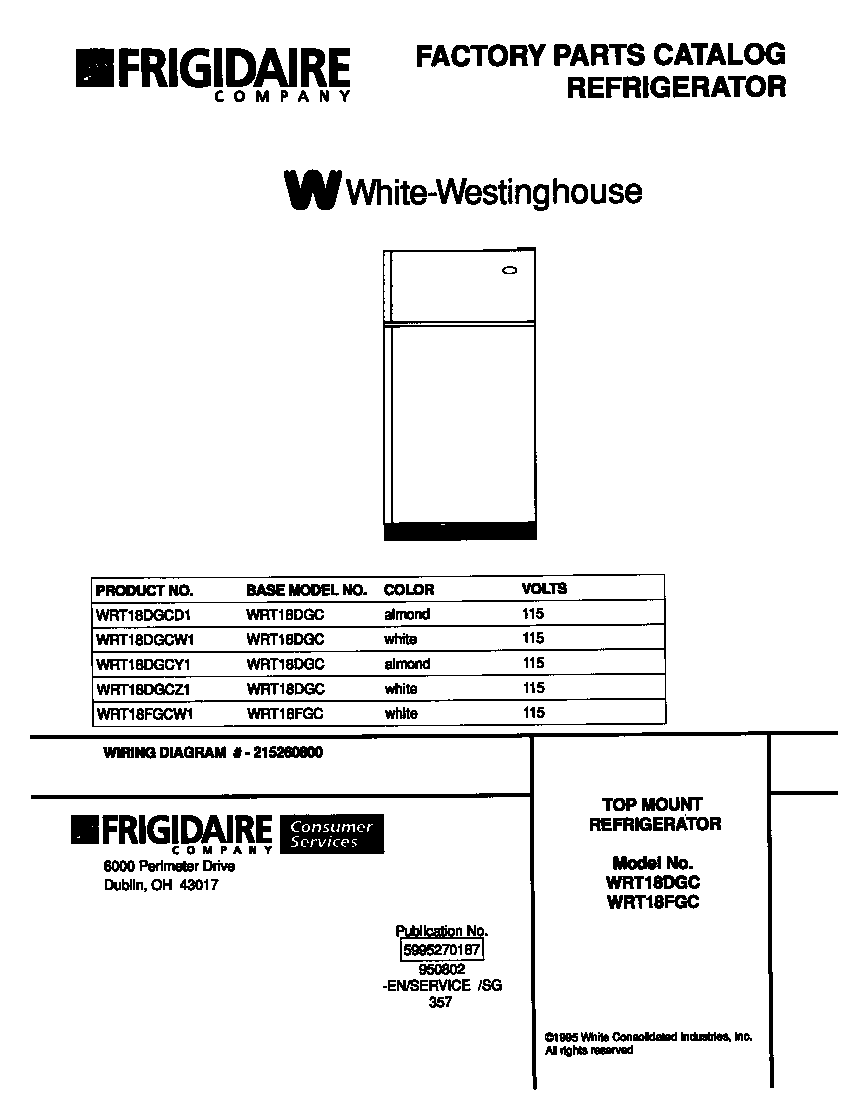 White-Westinghouse WRT18DGCZ1 cover diagram