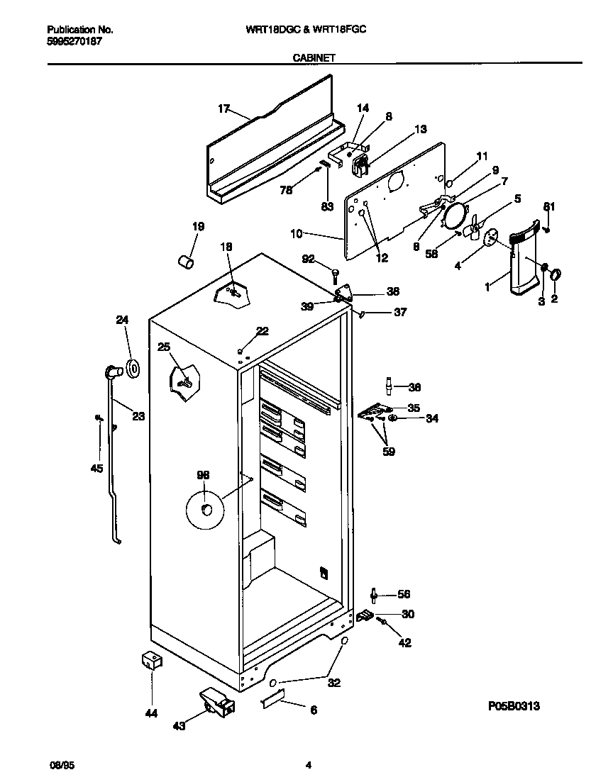 White-Westinghouse WRT18DGCZ1 cabinet diagram