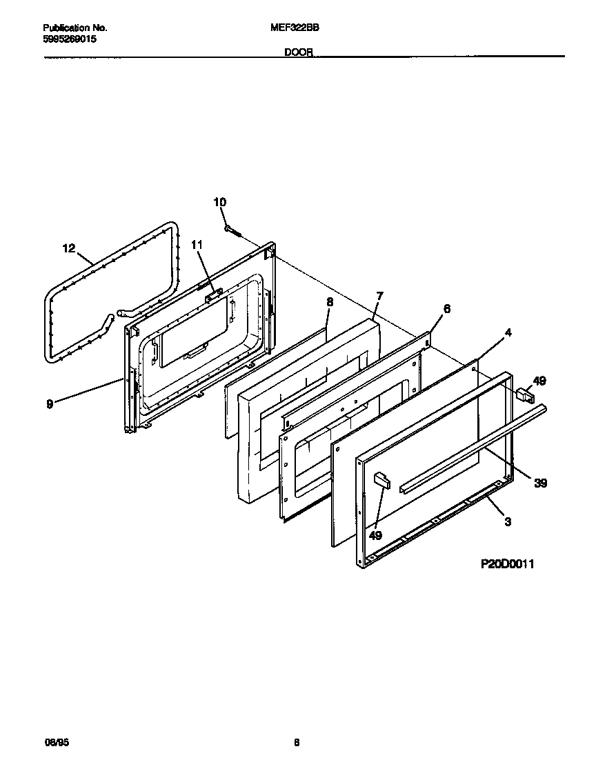 Universal/Multiflex (Frigidaire) MEF322BBWC door diagram