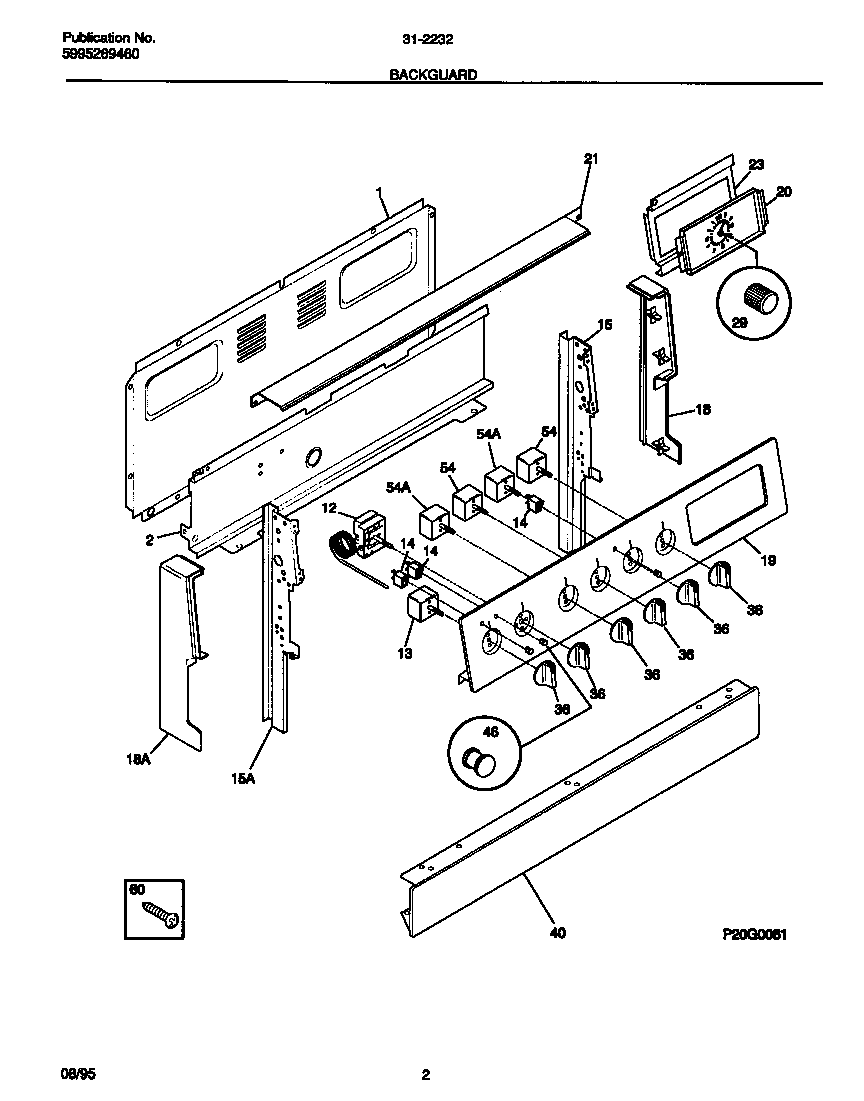 Tappan 31-2232-00-03 backguard diagram