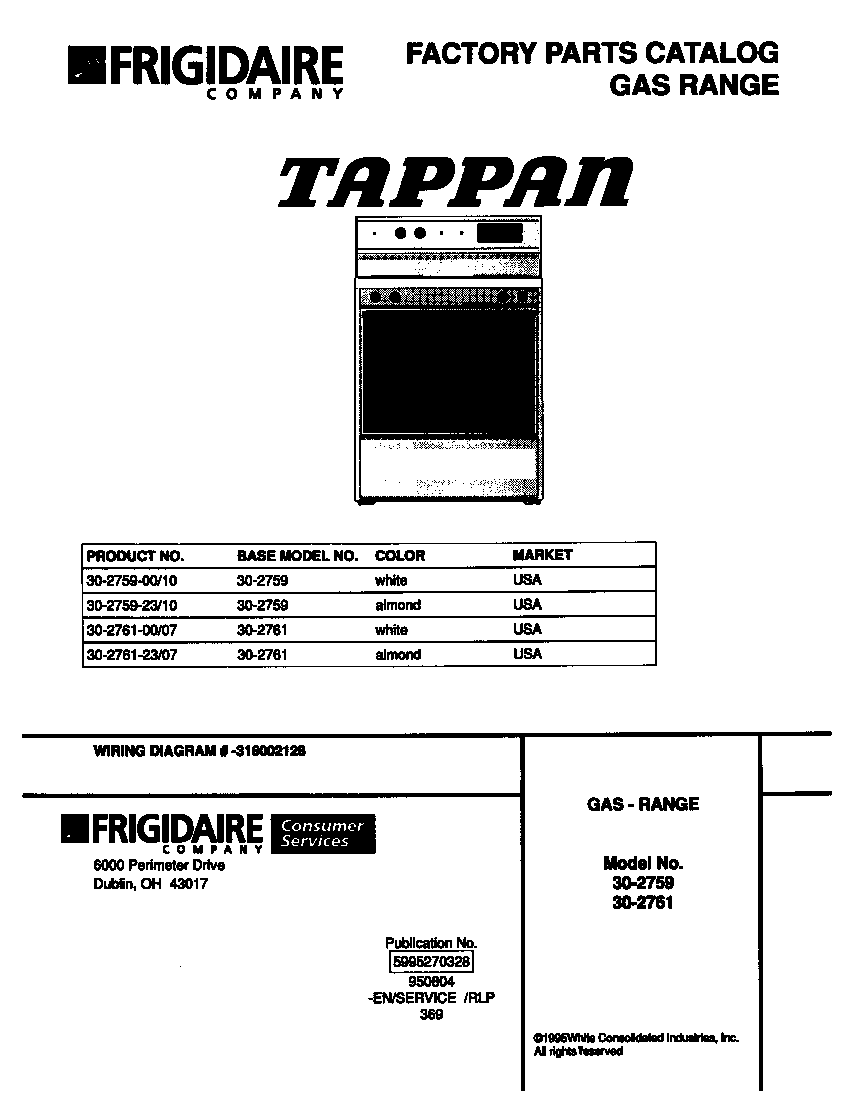 Tappan 30-2759-00-10 cover diagram