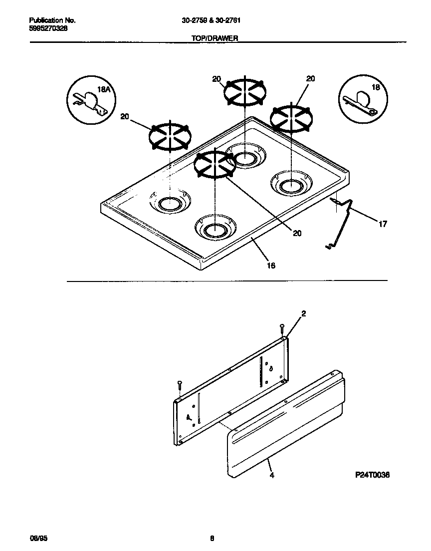 Tappan 30-2759-00-10 top/drawer diagram