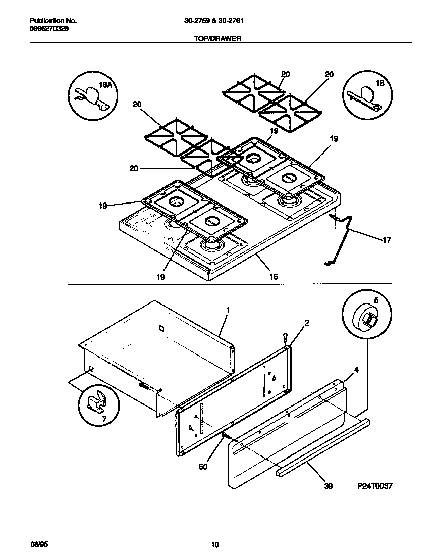 Tappan 30-2759-00-10 top/drawer diagram