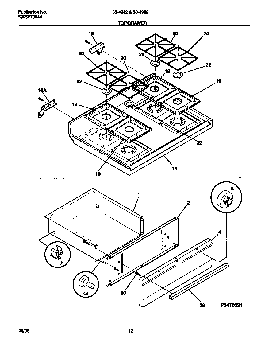 Tappan 30-4982-00-05 top/drawer diagram