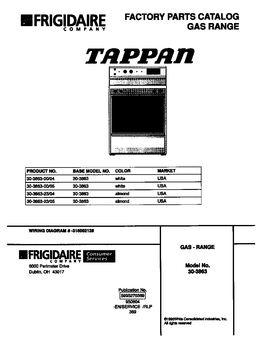 Tappan 30-3863-00-05 cover diagram