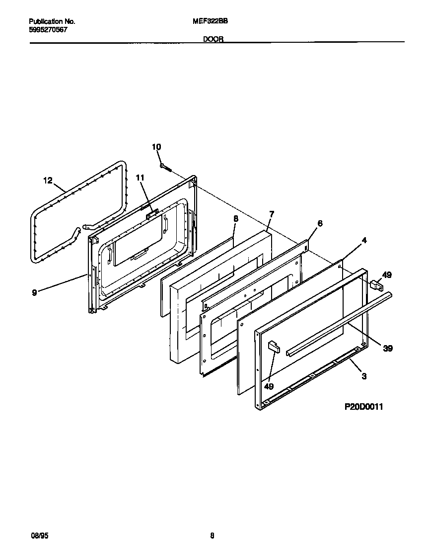 Universal/Multiflex (Frigidaire) MEF322BBDD door diagram