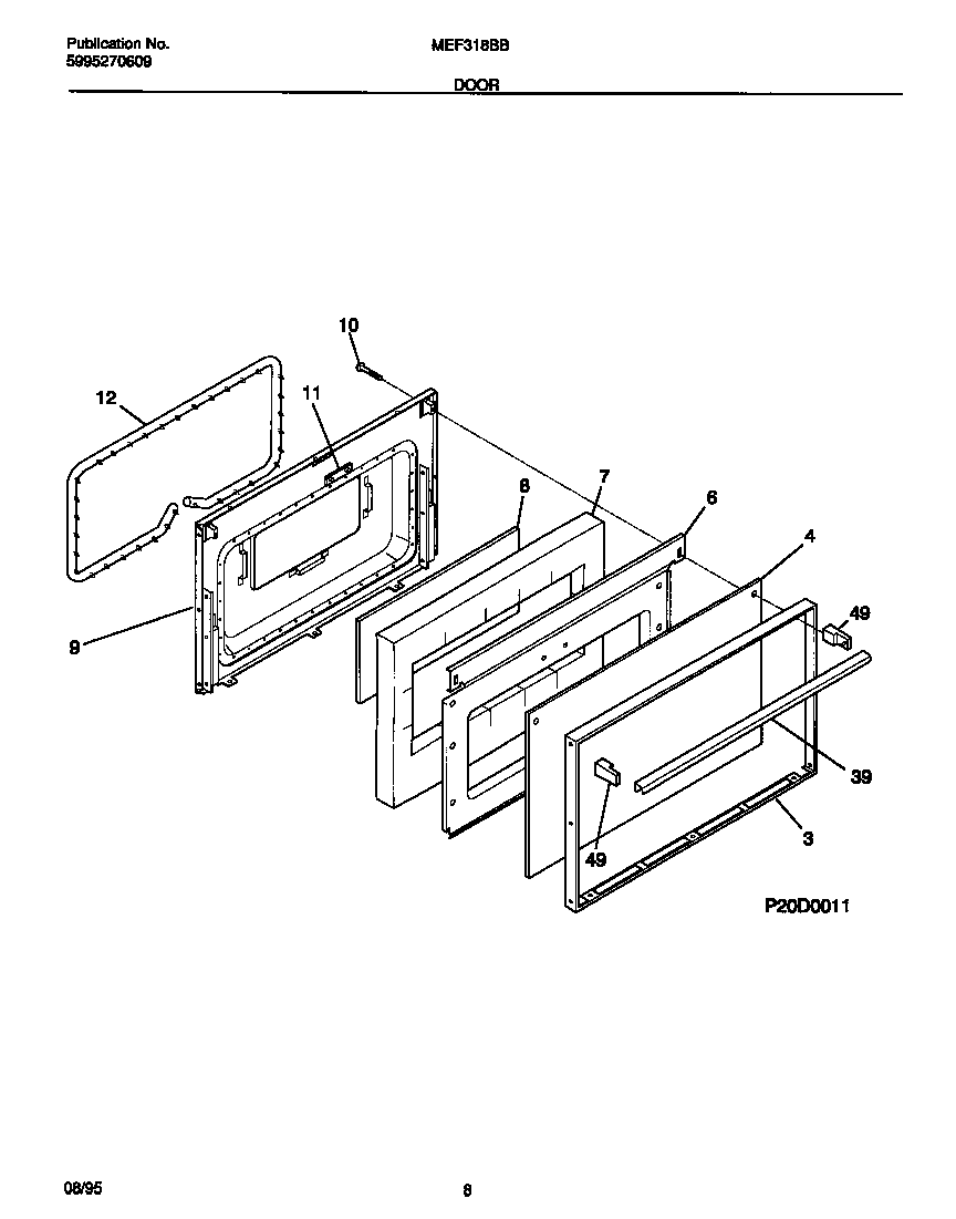 Universal/Multiflex (Frigidaire) MEF318BBDB door diagram