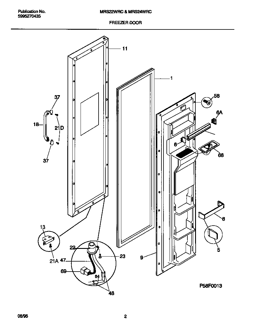 Universal/Multiflex (Frigidaire) MRS24WRCW1 freezer door diagram