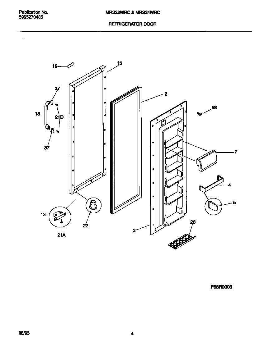 Universal/Multiflex (Frigidaire) MRS24WRCW1 refrigerator door diagram
