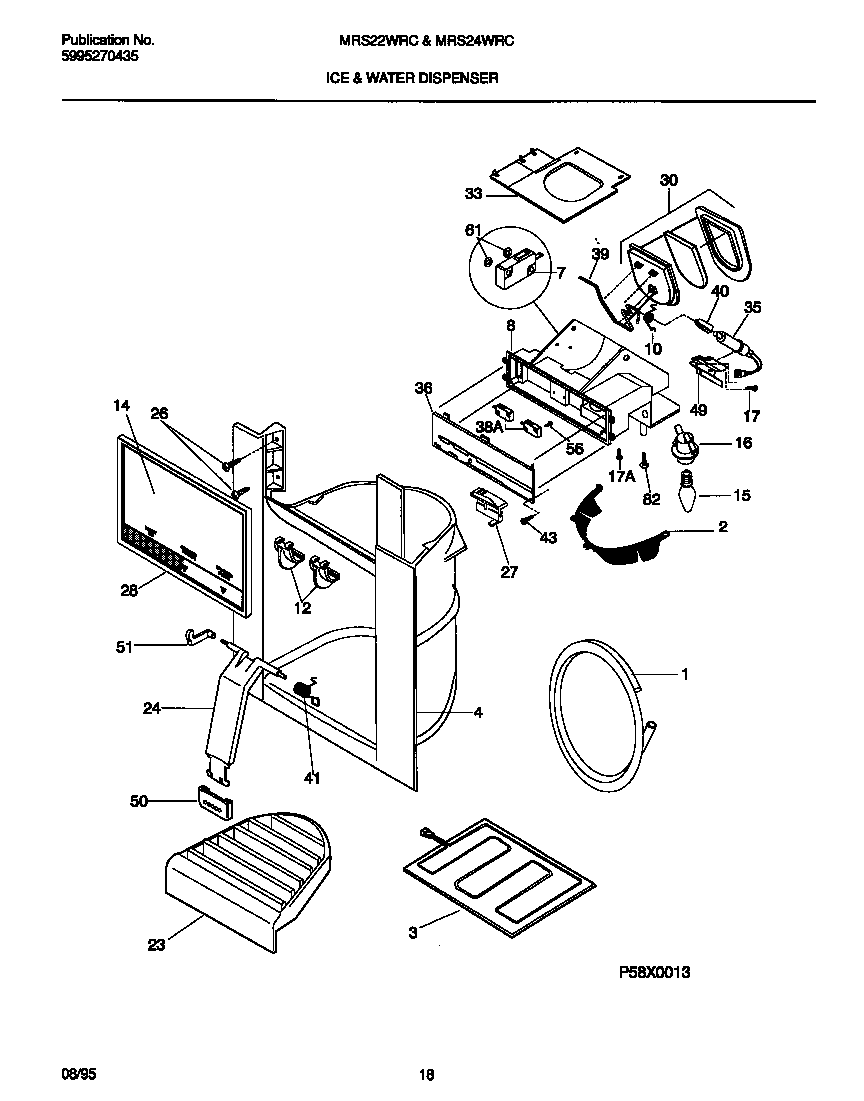 Universal/Multiflex (Frigidaire) MRS24WRCW1 ice & water dispenser diagram