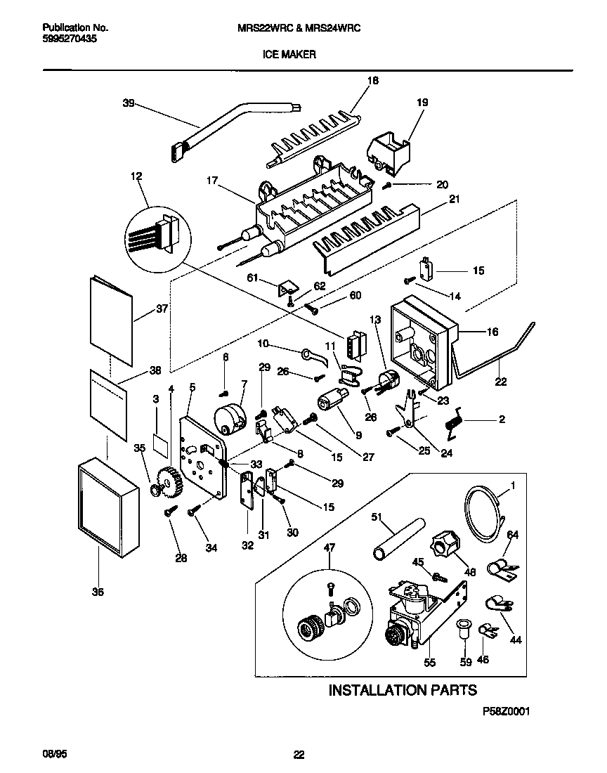 Universal/Multiflex (Frigidaire) MRS24WRCW1 ice maker diagram
