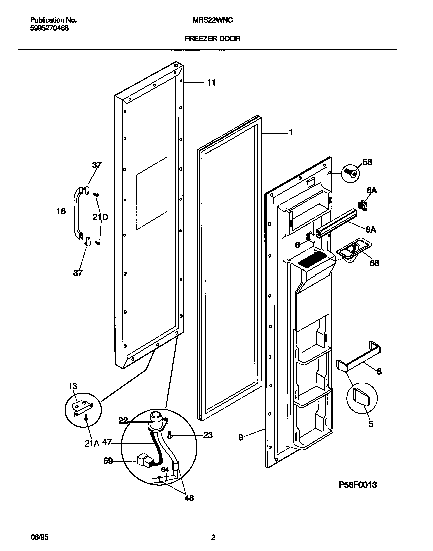 Universal/Multiflex (Frigidaire) MRS22WNCD1 freezer door diagram