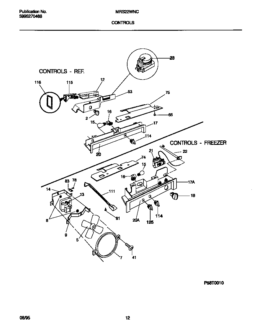 Universal/Multiflex (Frigidaire) MRS22WNCD1 controls diagram