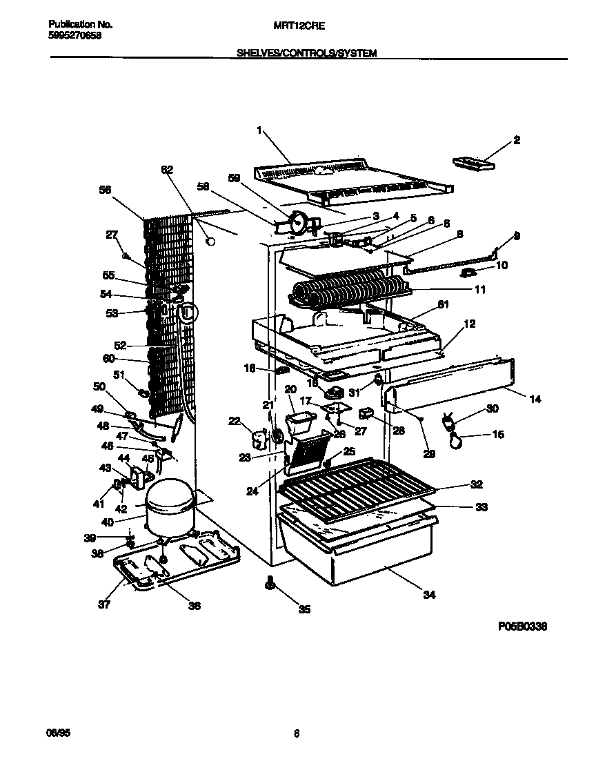 Universal/Multiflex (Frigidaire) MRT12CRED1 shelves/controls/system diagram