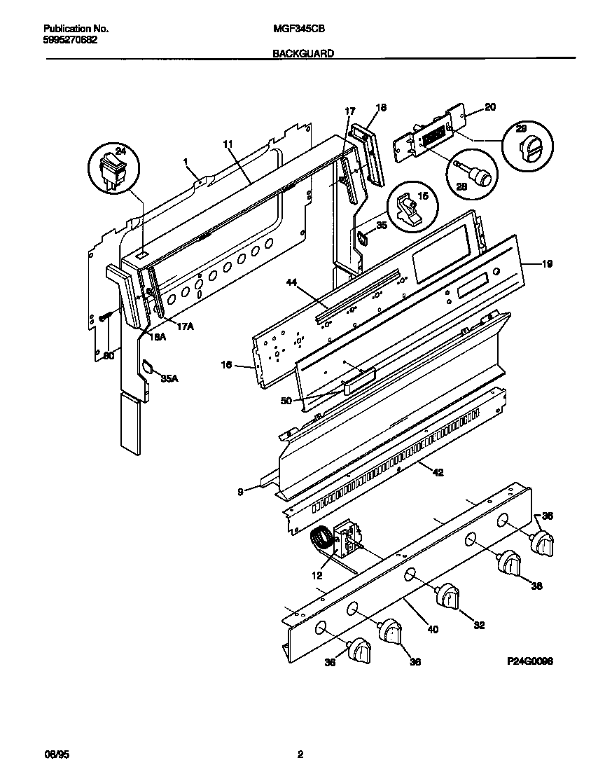 Universal/Multiflex (Frigidaire) MGF345CBSC backguard diagram