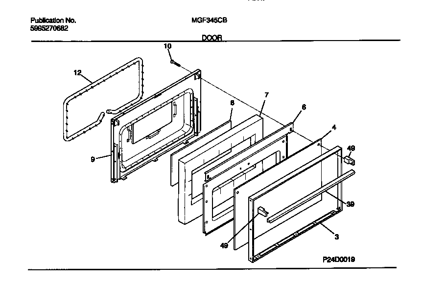 Universal/Multiflex (Frigidaire) MGF345CBSC door diagram
