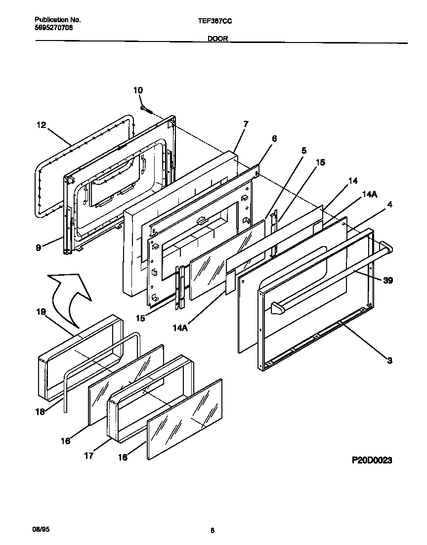 Tappan TEF367CCSA door diagram