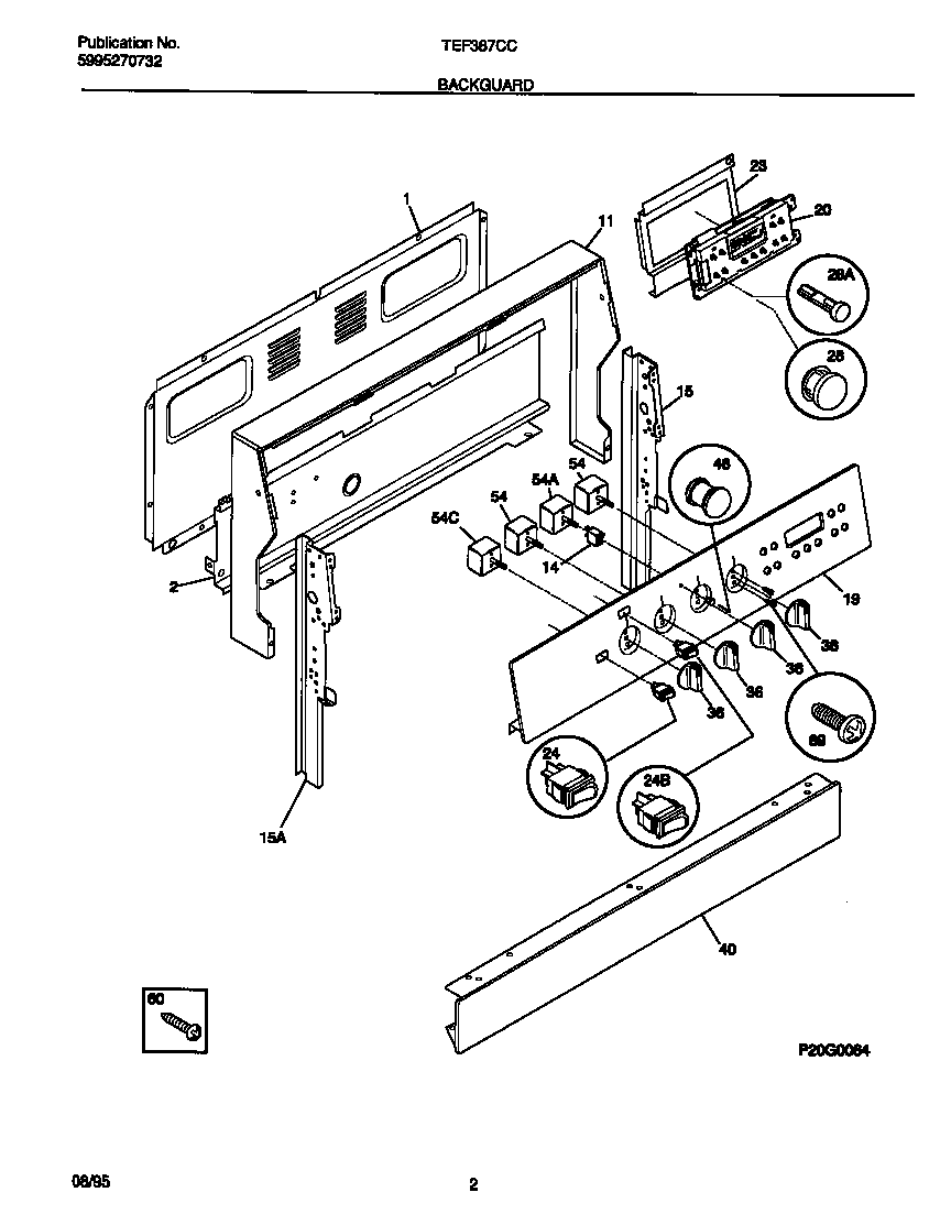 Tappan TEF387CCSA backguard diagram