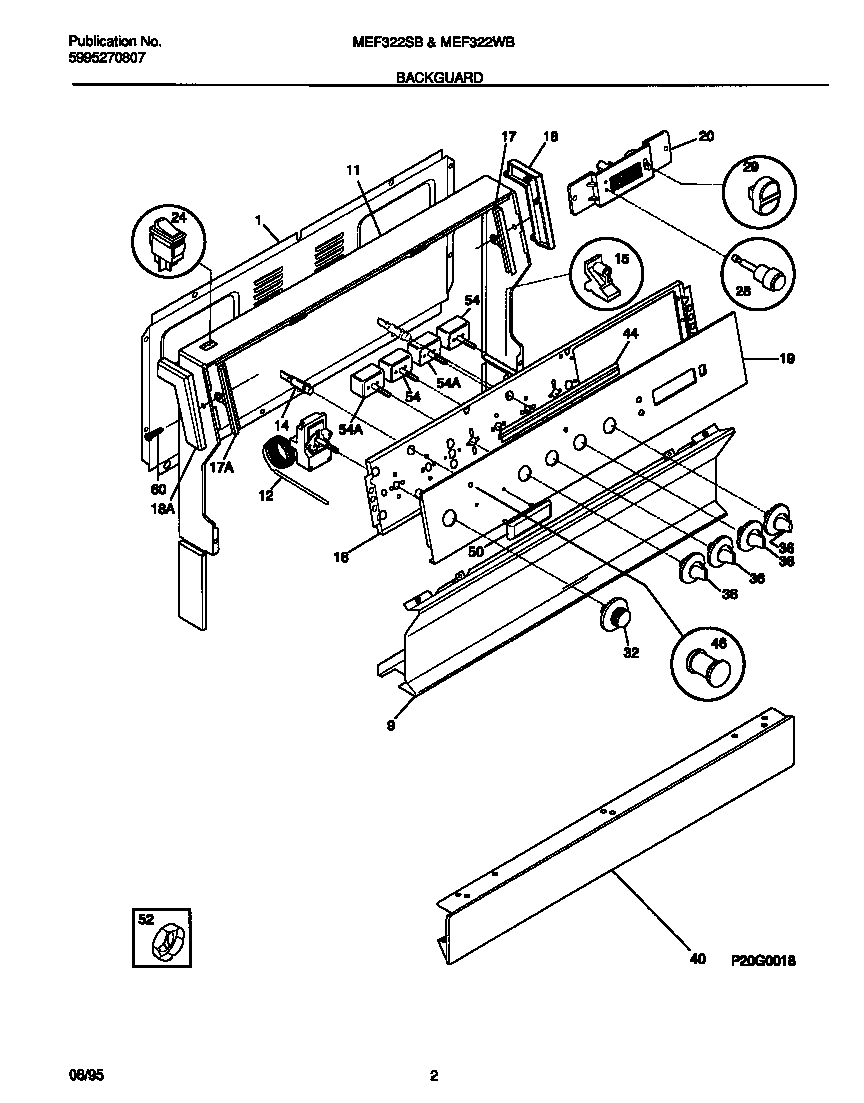 Universal/Multiflex (Frigidaire) MEF322WBSD backguard diagram