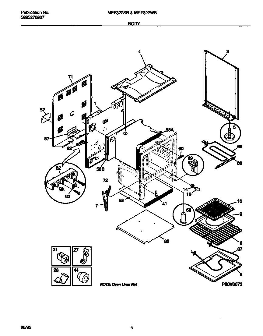 Universal/Multiflex (Frigidaire) MEF322WBSD body diagram