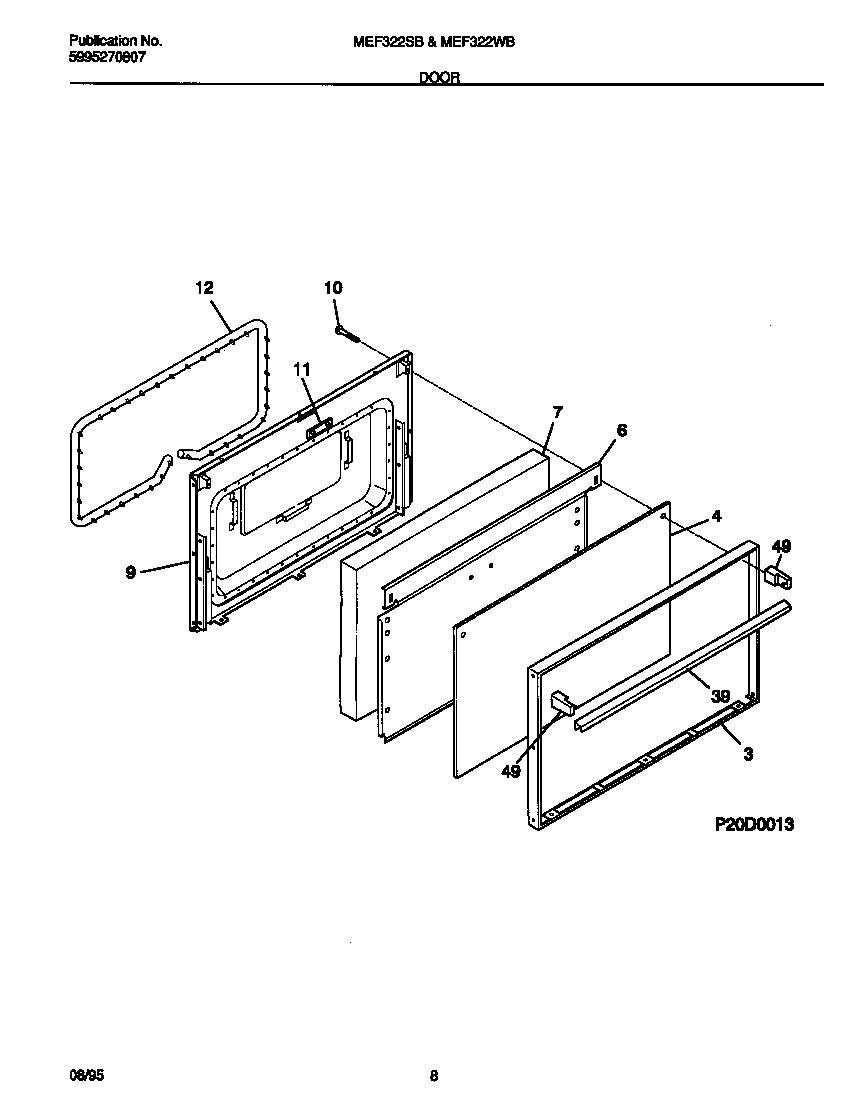 Universal/Multiflex (Frigidaire) MEF322WBSD door diagram