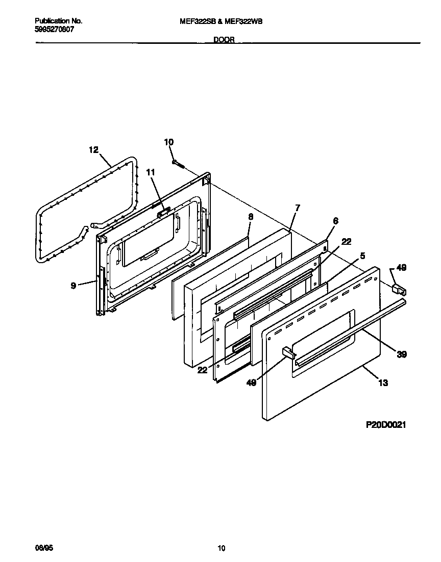 Universal/Multiflex (Frigidaire) MEF322WBSD door diagram