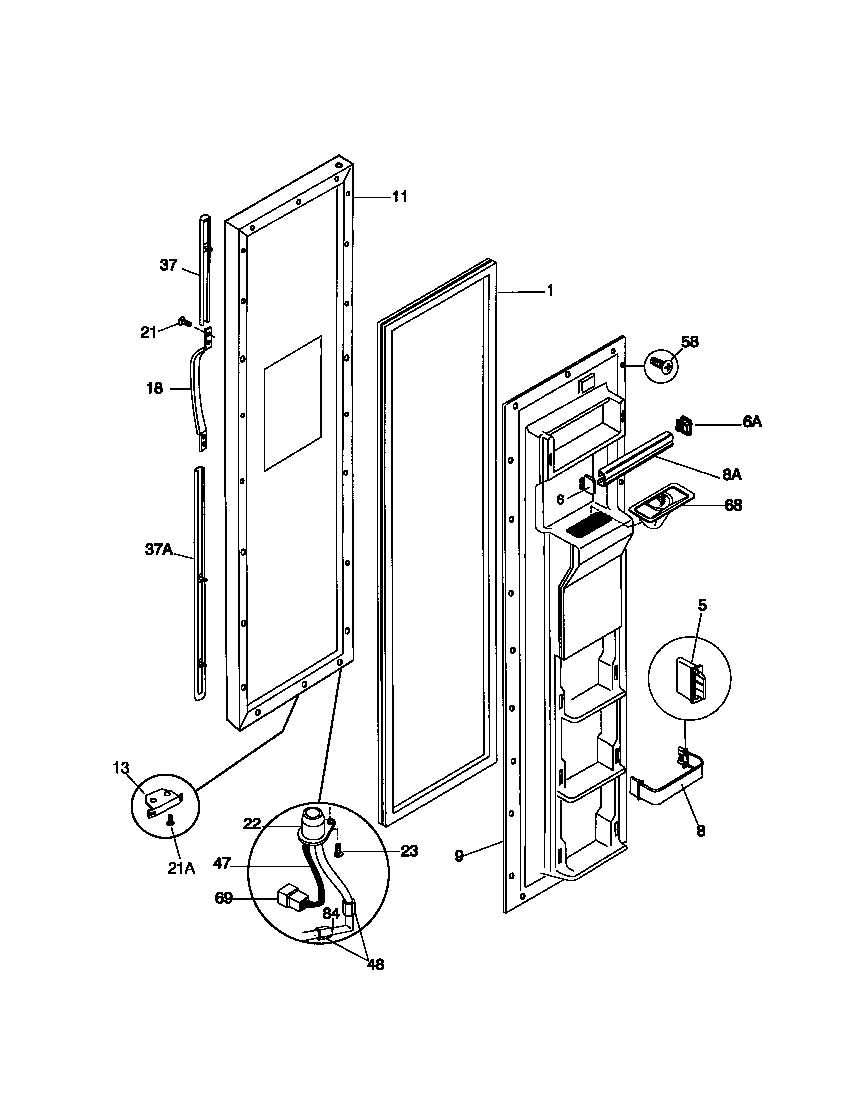Frigidaire F45WR22CW1 freezer door diagram