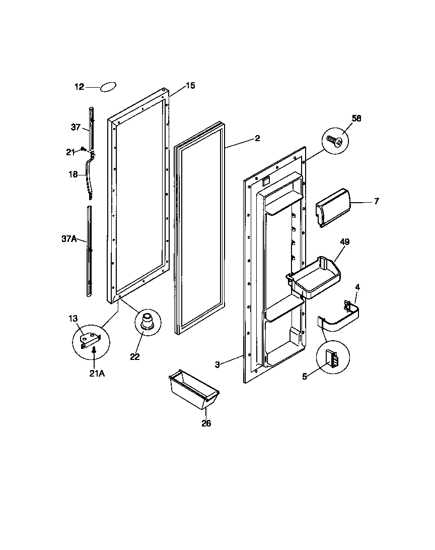 Frigidaire F45WR22CW1 refrigerator door diagram