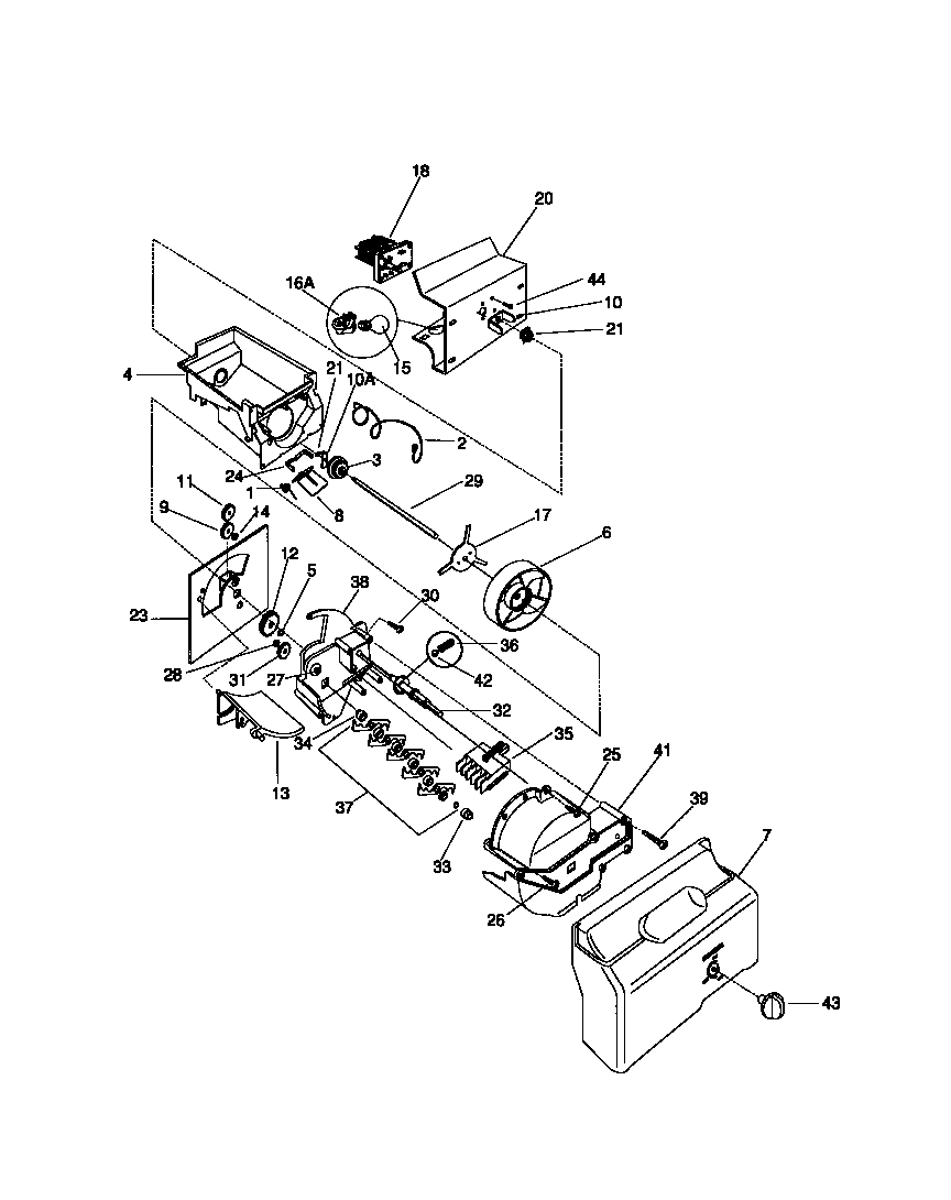 Frigidaire F45WR22CW1 ice container/drive diagram