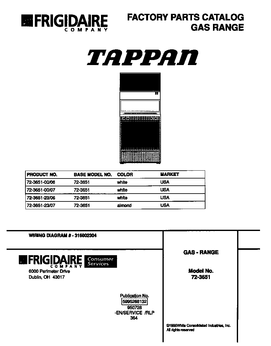 Tappan 72-3651-23-06 cover diagram