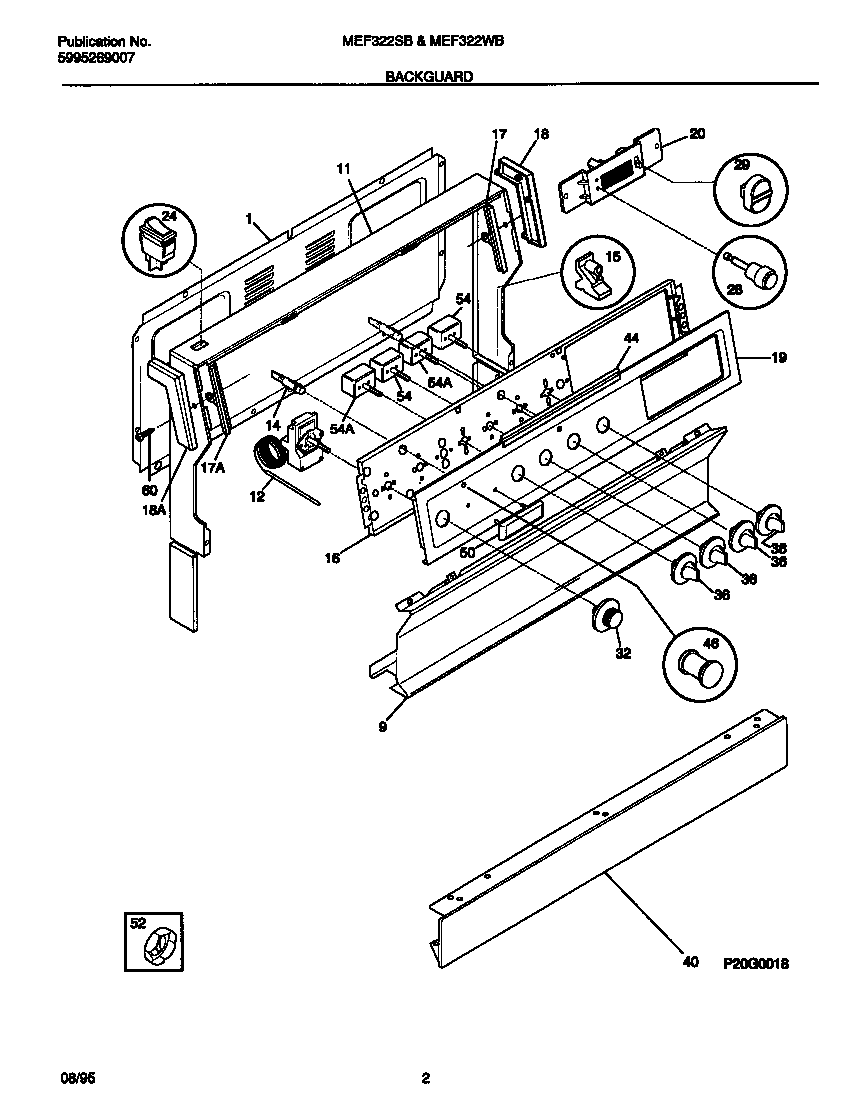 Universal/Multiflex (Frigidaire) MEF322WBSB backguard diagram