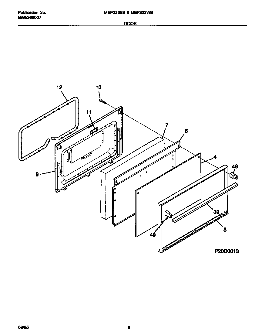 Universal/Multiflex (Frigidaire) MEF322WBSB door diagram