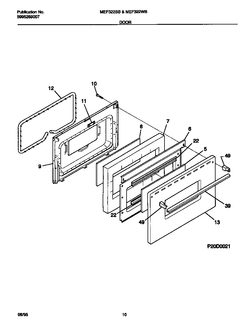 Universal/Multiflex (Frigidaire) MEF322WBSB door diagram