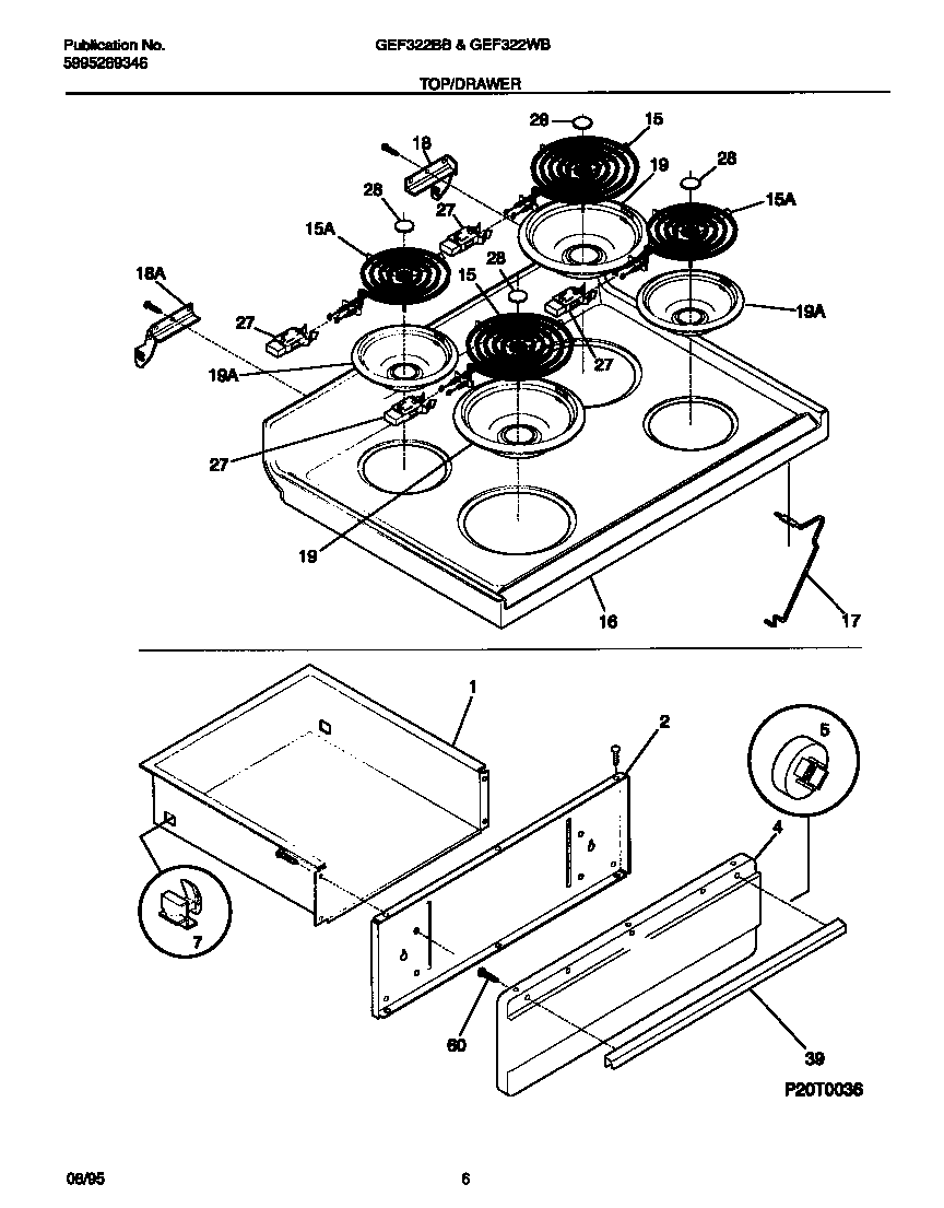 Gibson GEF322BBDB top/drawer diagram