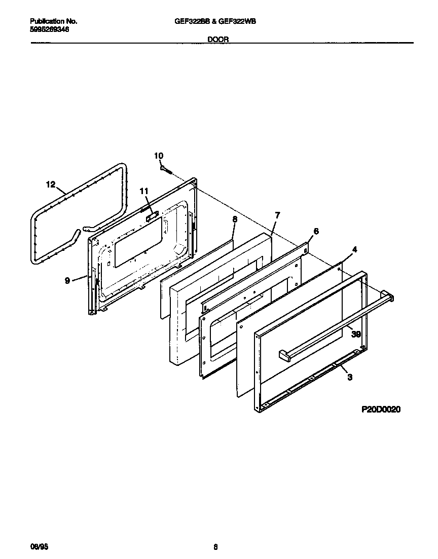 Gibson GEF322BBDB door diagram