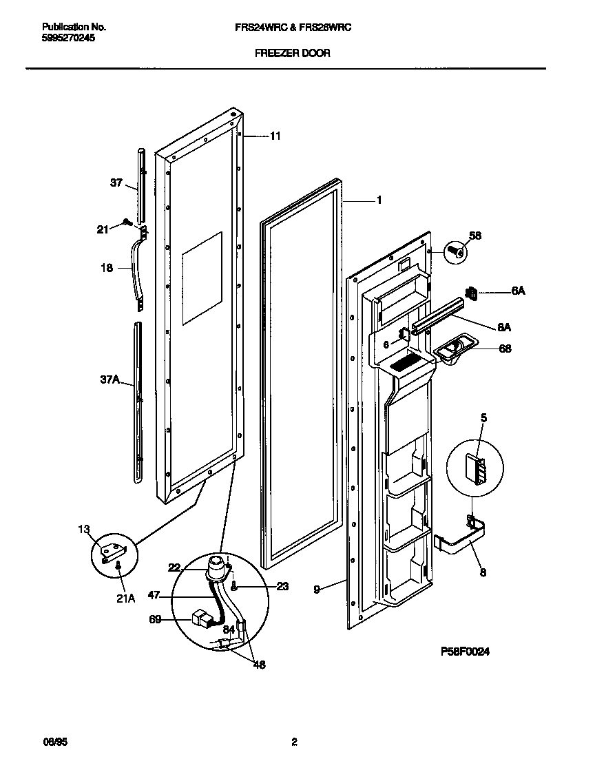Frigidaire FRS24WRCD1 freezer door diagram