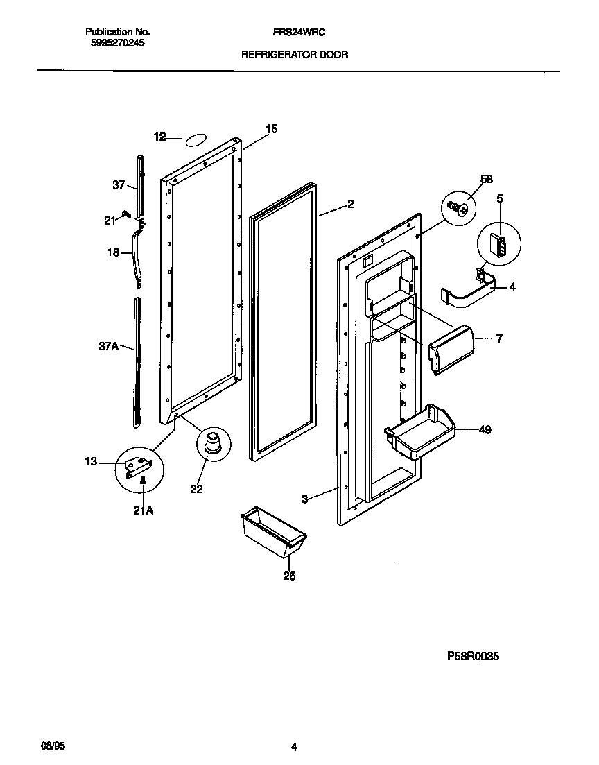 Frigidaire FRS24WRCD1 refrigerator door diagram