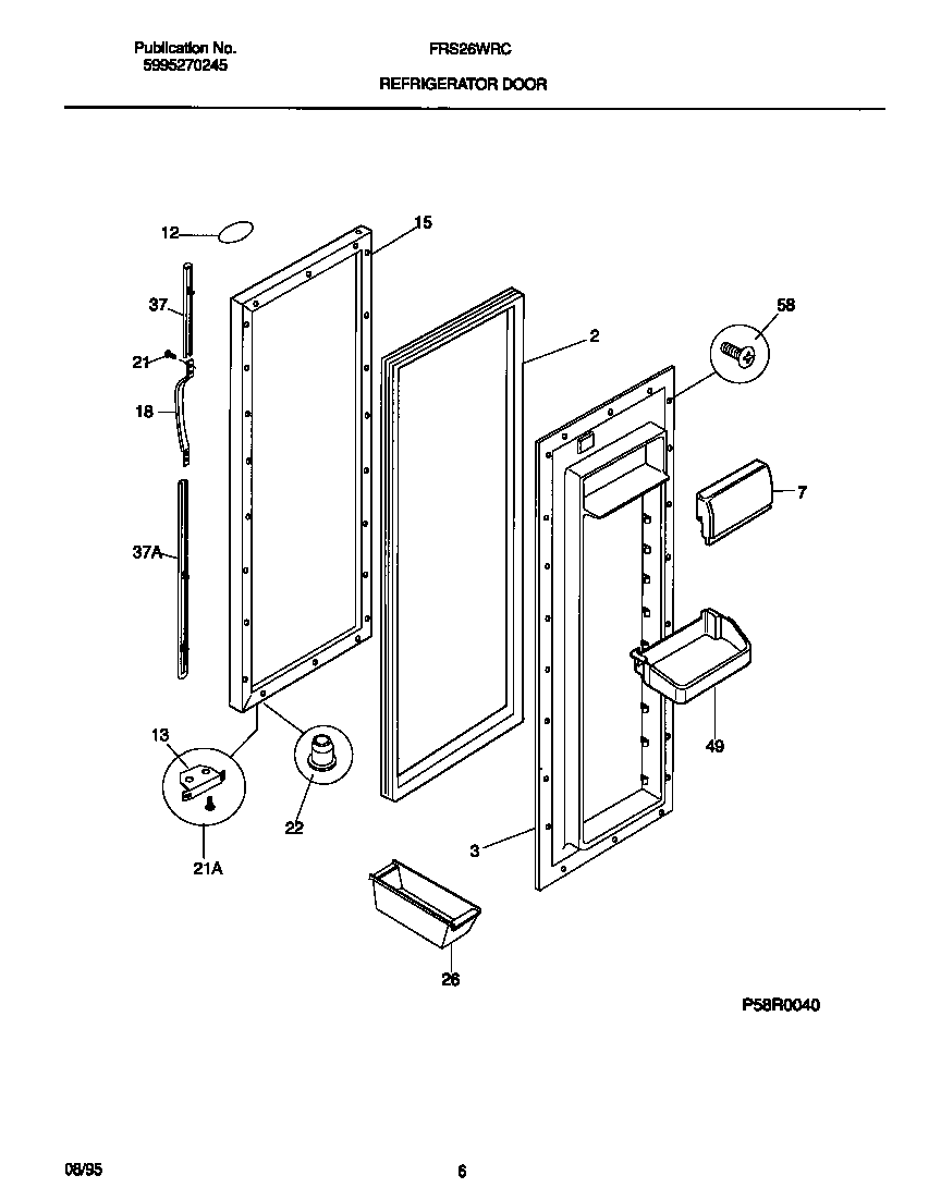 Frigidaire FRS24WRCD1 refrigerator door diagram