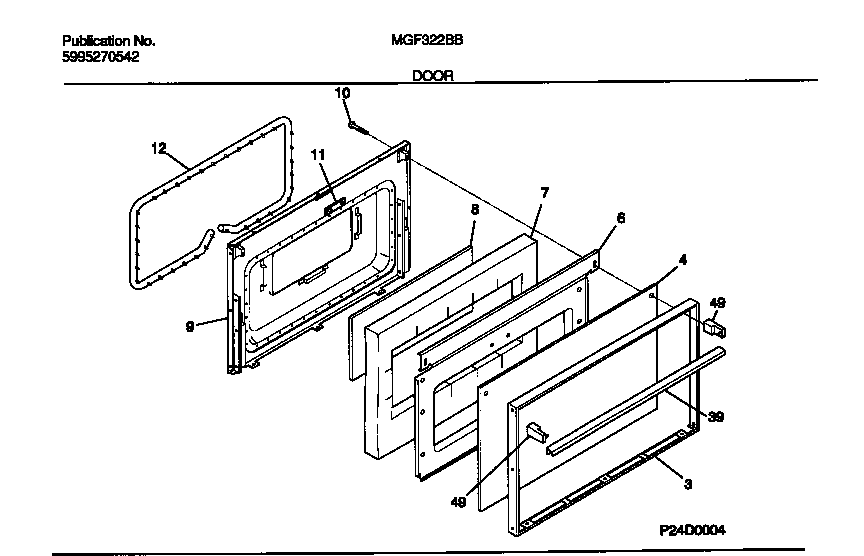 Universal/Multiflex (Frigidaire) MGF322BBWC door diagram